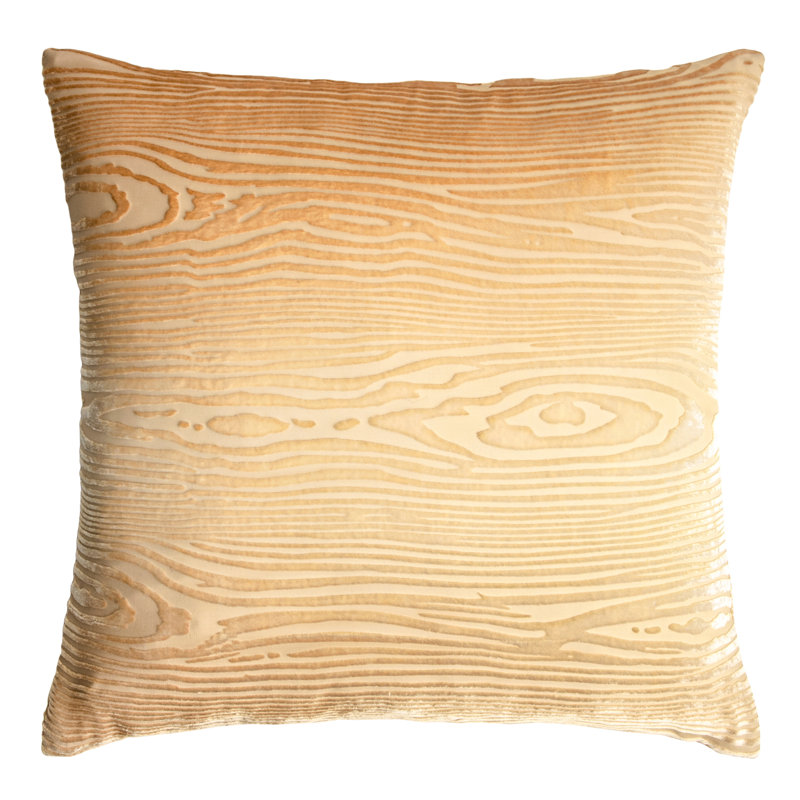 Woodgrain Rectangle Velvet Pillow Cover & Insert, Square 18"H x 18"W, Latte