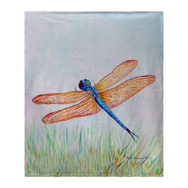  Jeté libellule ambre et bleu
