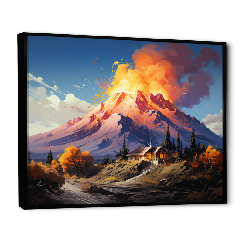 Italie, Etna, impression sur toile, Cadre flottant noir, H 34 po x l 44 po x P 1,5 po