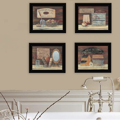 «Bathroom I» par Pam Britton - Ensemble de 4 reproductions d'art sur papier