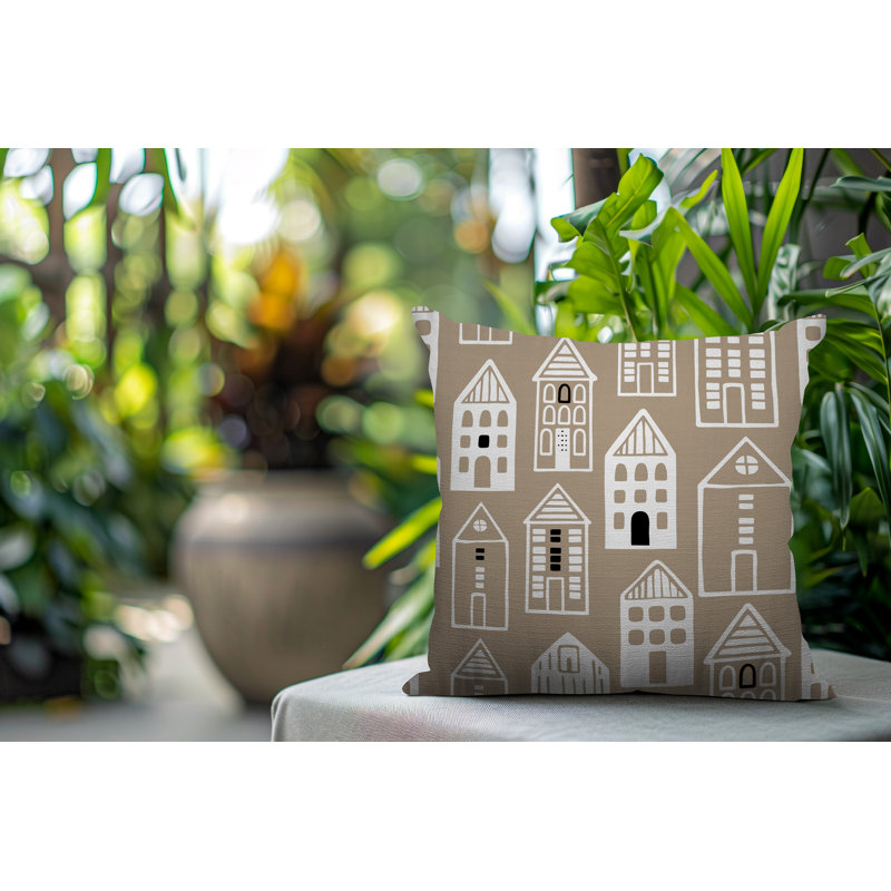 Oreiller carré réversible intérieur / extérieur Kito, Carré 15 po, Beige