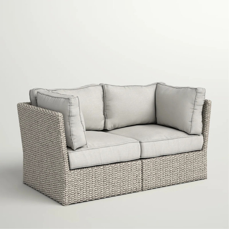 Causeuse d'extérieur en osier avec coussins - entièrement assemblée, Gris, Gris