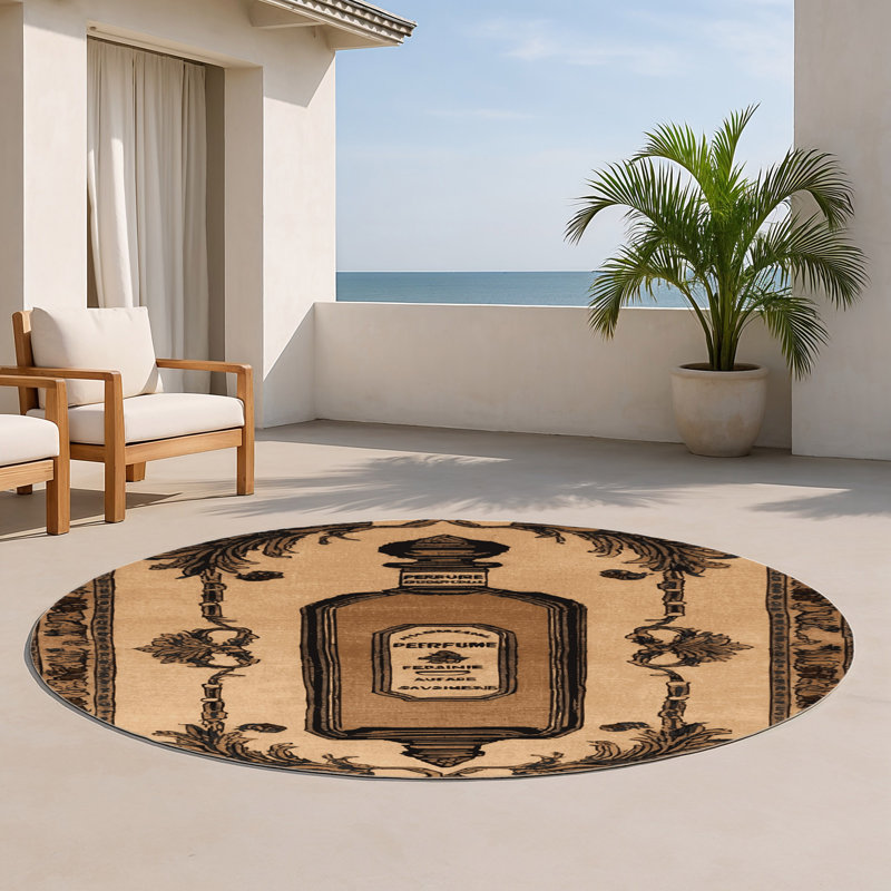 Tapis d'intérieur et d'extérieur brun français, Rond 5 pi