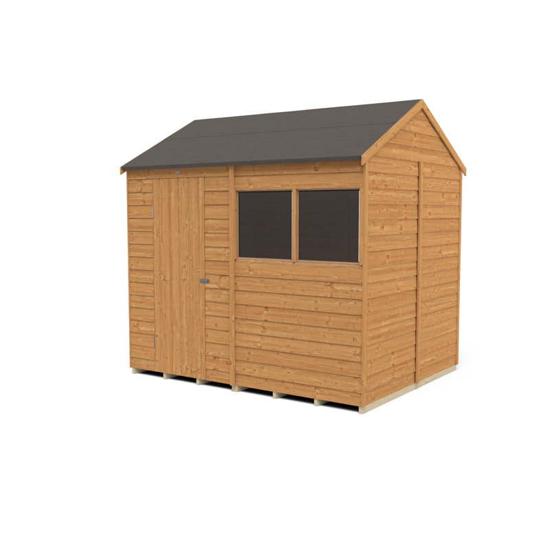 8 ft. W x 6 ft. D Solid Wood Overlap Reverse Apex Garden Shed, Yes