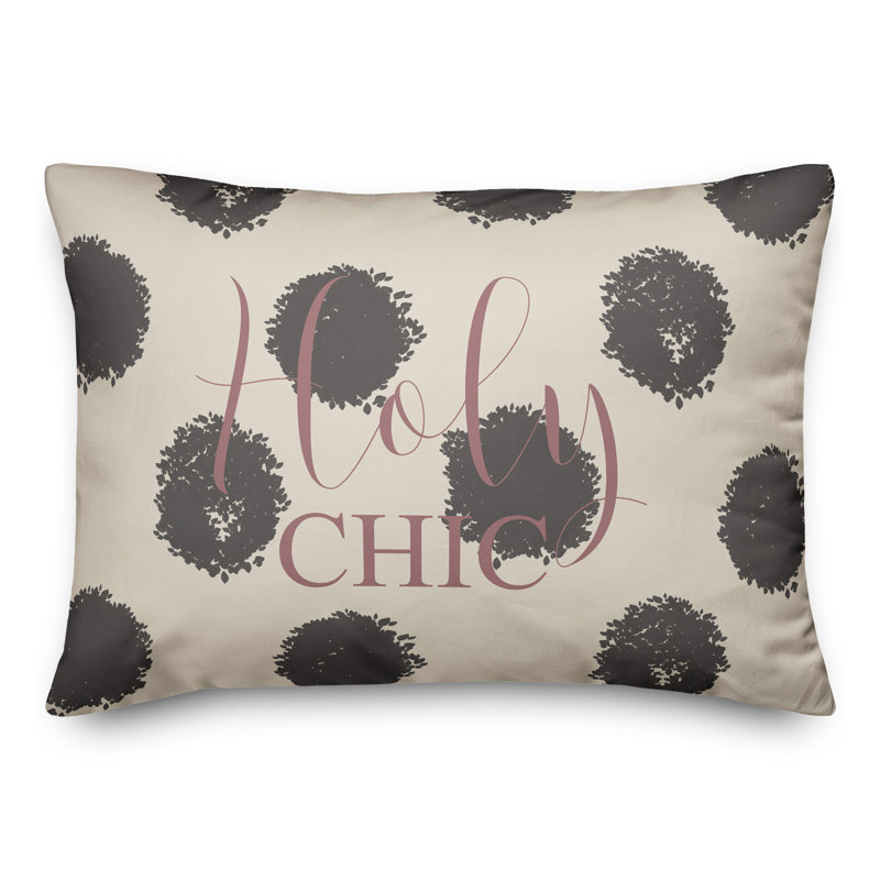 Coussin lombaire rectangulaire à pois, Noir / blanc