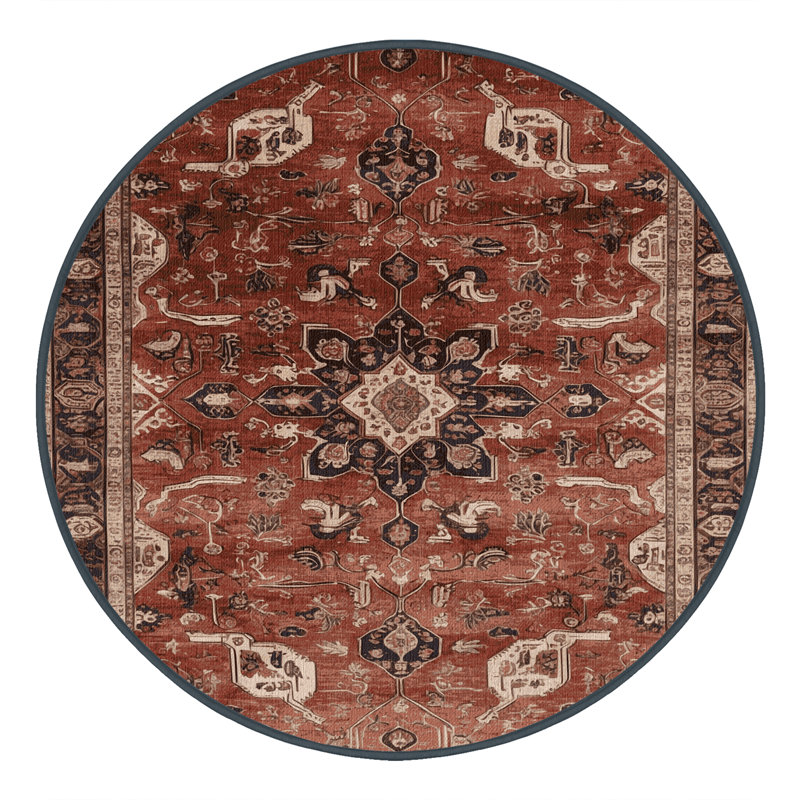 Tapis brun lavable à la machine, Rond 7 pi