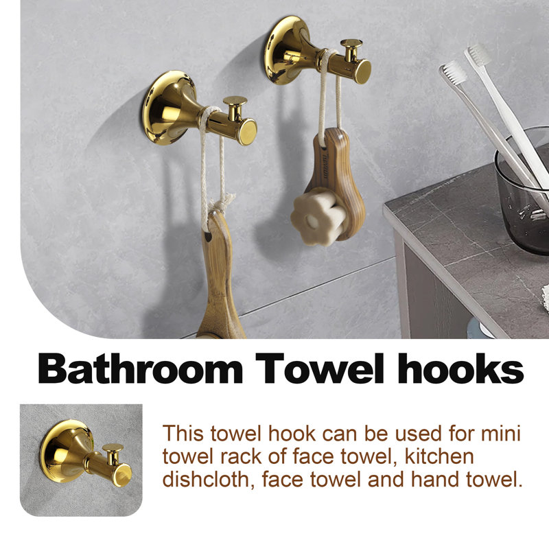 6 - Piece Bathroom Hardware Set, Brushed Gold, 3" H x 22" W x 3" D