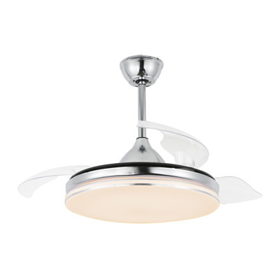 42 po Ventilateur de plafond rétractable moderne avec télécommande et ensemble d'éclairage DEL