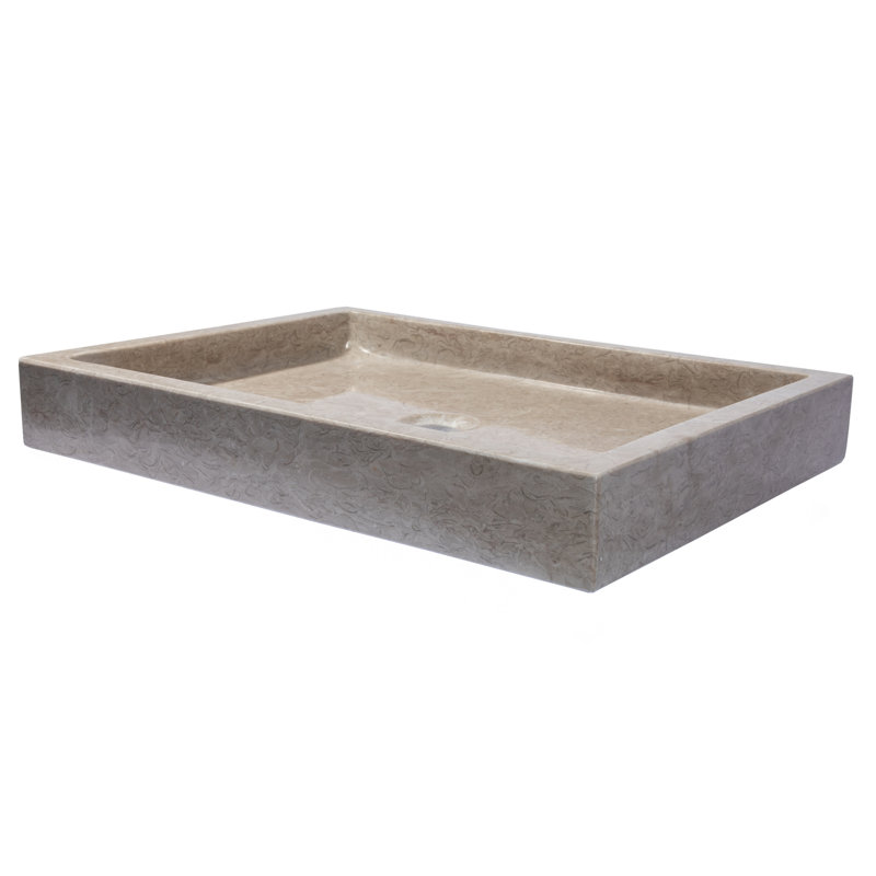 Eden Bath 16'' Stone Rectangular Bathroom Sink, Gray