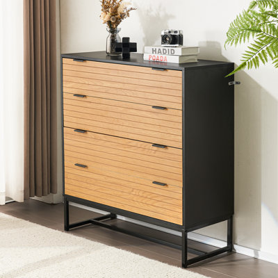 4 Drawers Storage Accent Chest 35"W Wood Dresser
