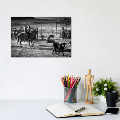 Cowboys Branding Cattle Off Route 46, Near Colorado-Utah Border 1 Piece Wrapped Canvas Wall Art