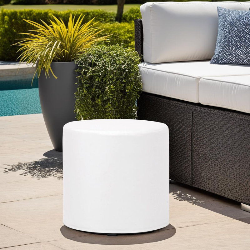 Arredondo Upholstered Outdoor Ottoman with Sunbrella® Cushion, Polyester - Atlantis White