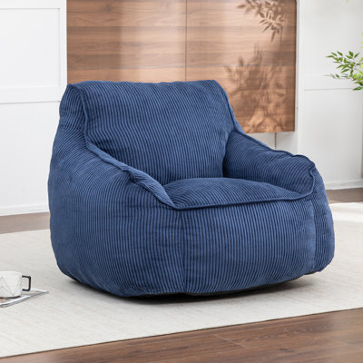Pouf géant en velours côtelé, confortable et spacieux, pour adultes et adolescents. Bleu foncé, rembourrage en mousse haute densité. Parfait pour lire dans une chambre ou pour étudier en regardant la télévision.