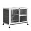 Lapin d'intérieur - taille de bureau et de table d'appoint, gris. Cage en bois imperméable avec roues pour 1 ou 2 lapins nains. 36 po x 21 po x 28,75 po. Pièces personnalisables pour stylo compact Space Design