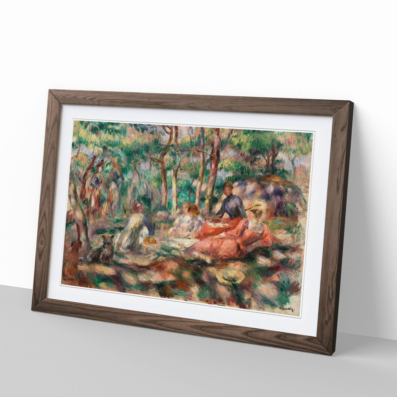 Picnic by Pierre-Auguste Renoir - Picture Frame Painting, Walnut Framed, 48cm H x 65cm W x 2cm D