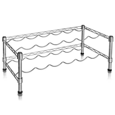PePPer 12 Bottle Floor Wine Bottle Rack in Silver
