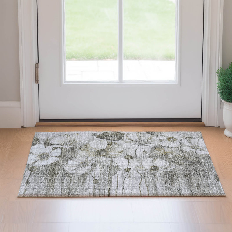 Tapis taupe Prisco lavable à la machine de qualité supérieure, Rectangle 1 pi 8 po x 2 pi 6 po