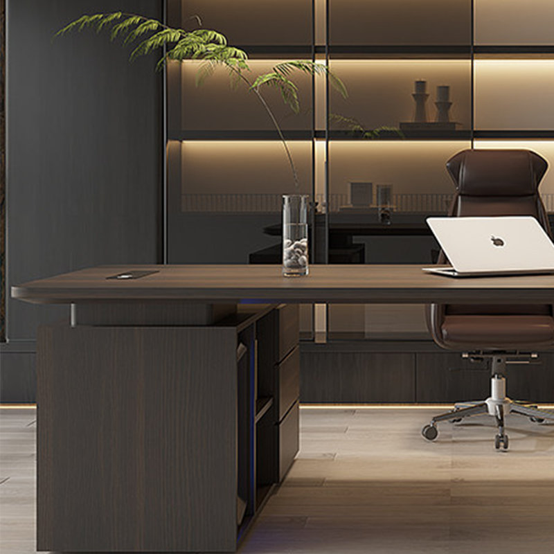Bureau en bois massif Minimalist Luxe, H 29,52 po x l 86,61 po x P 47,24 po