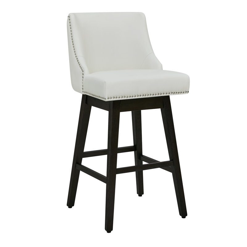 Arvelle Swivel Counter & Bar Stool, White Pebbled Faux Leather, Bar Stool (30" Seat Height)