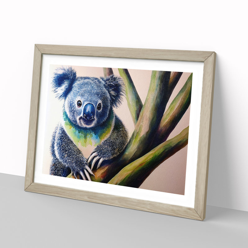 Koala Bear - Single Picture Frame Print, 46cm H x 64cm W x 2cm D, Oak