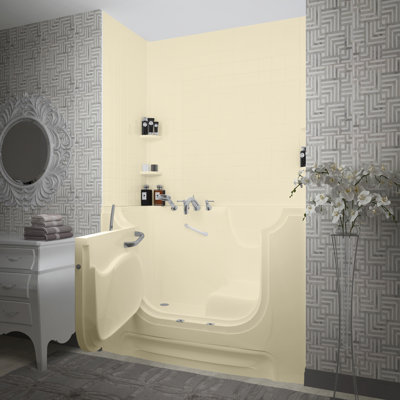 HandiTub 60'' x 30'' Whirlpool Fiberglass Bathtub with Faucet