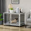 Dog Crate Furniture End Table with Soft Washable Cushion Lockable Door