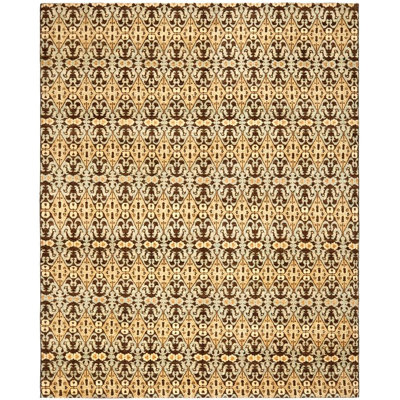 Asian Fusion Hand-Knotted Chocolate/Gold Area Rug