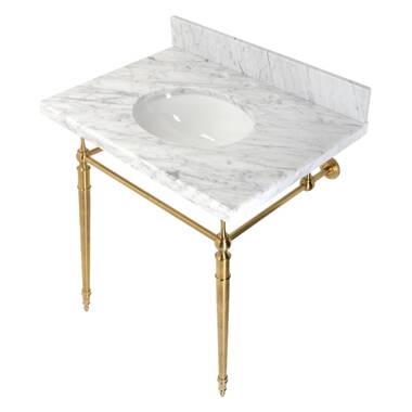 Kingston Brass VPB33087ST Victorian 30-Inch Console Sink with Stainless  Steel Legs, Brushed Brass 