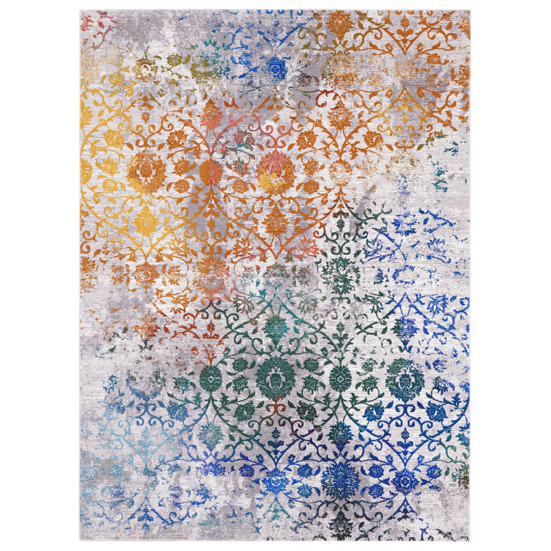 Aria Performance Damask Rug, Rectangle 9' x 12'