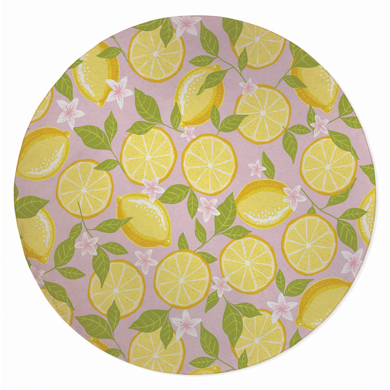 Tapis d'extérieur Lemons, Rond 5 pi