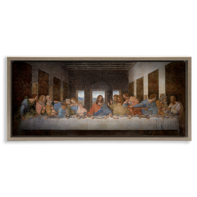 «Last Supper», peinture classique religieuse, Cadre flottant orme Montalcino, H 14 po x l 31 po