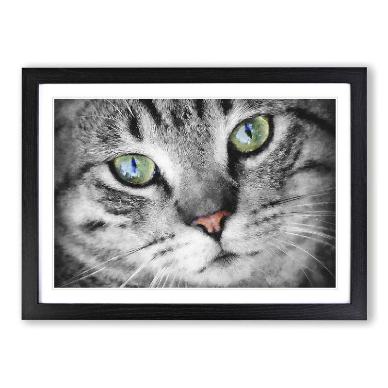 Portrait of a Cat Vol.2 - Picture Frame Painting, 27cm H x 36cm W x 2cm D, Black Framed