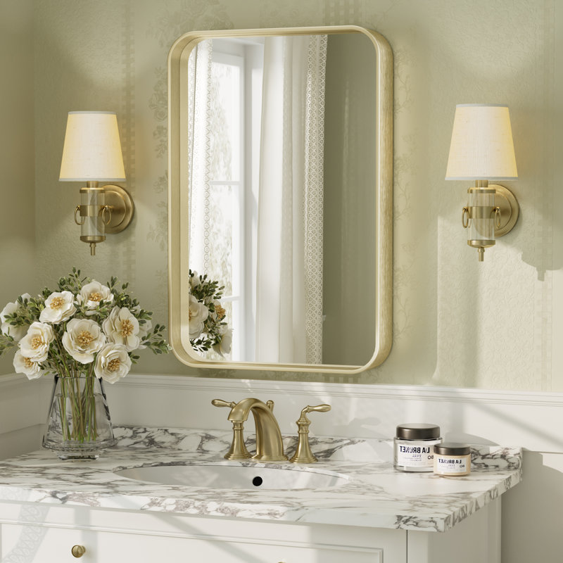 Miroir mural Aevar, 16 po x 24 po, Or brossé