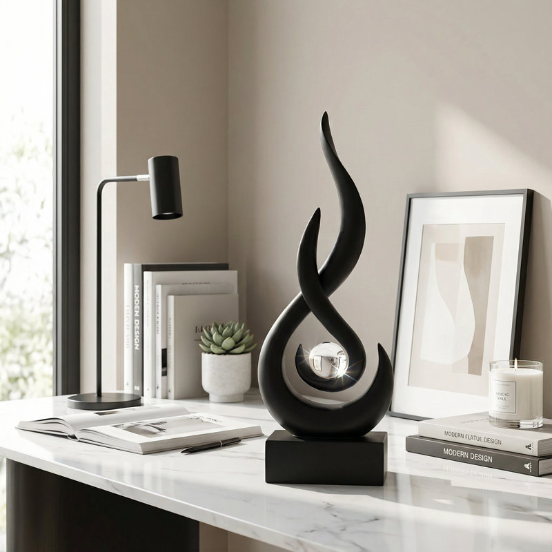 Statue de flamme noire moderne pour le salon