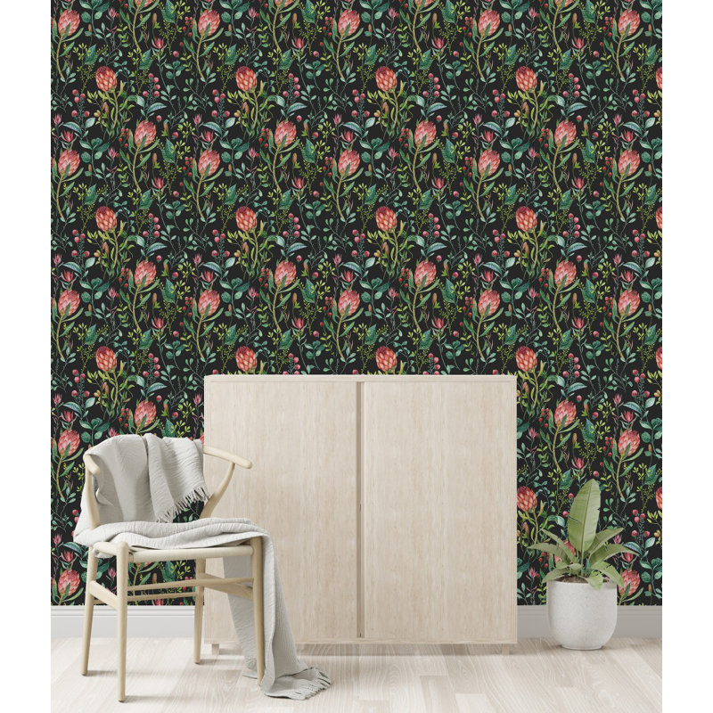 Peel & Stick Floral Tile, 2.08' W x 10.42' L