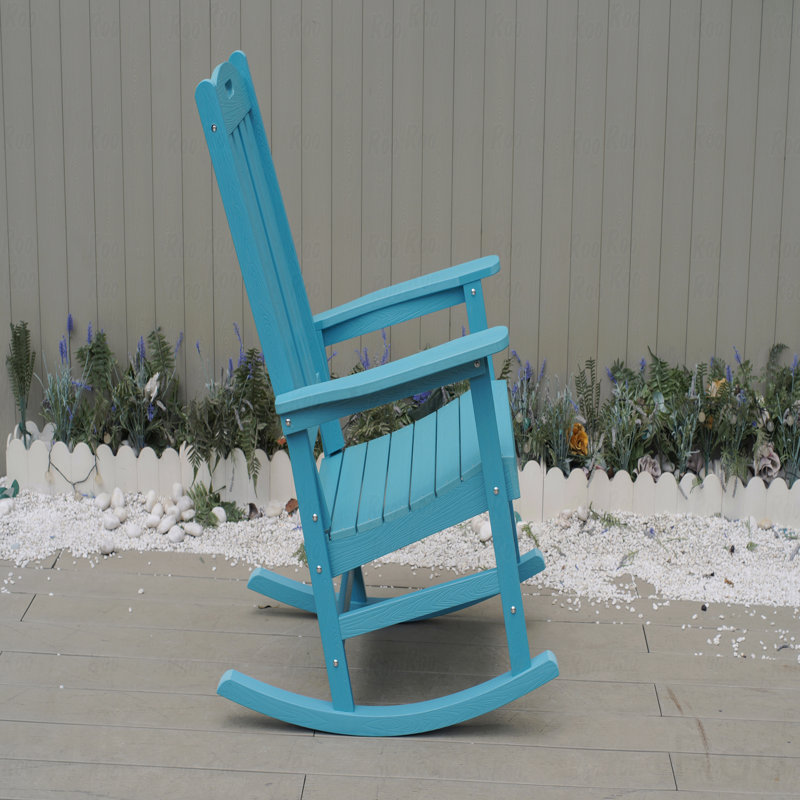 Outdoor Patio Rocking Chair, Navy Blue Color, Made Of Sturdy HIPS Material, Equipped With 304 Stainless Steel Accessories