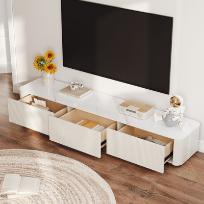 Delorme Modern TV Stands with Glossy Sintered Stone, Media Console with 4-6 Drawers for Living Room