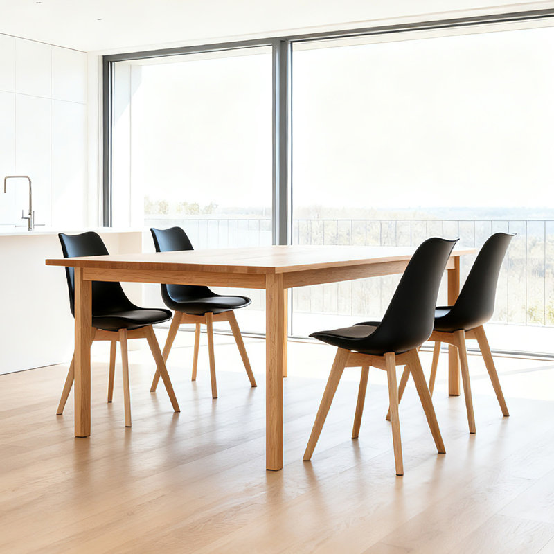 Ensemble de quatre chaises de salle à manger de style moderne et médiéval pour la cuisine et la salle à manger, avec pieds en bois