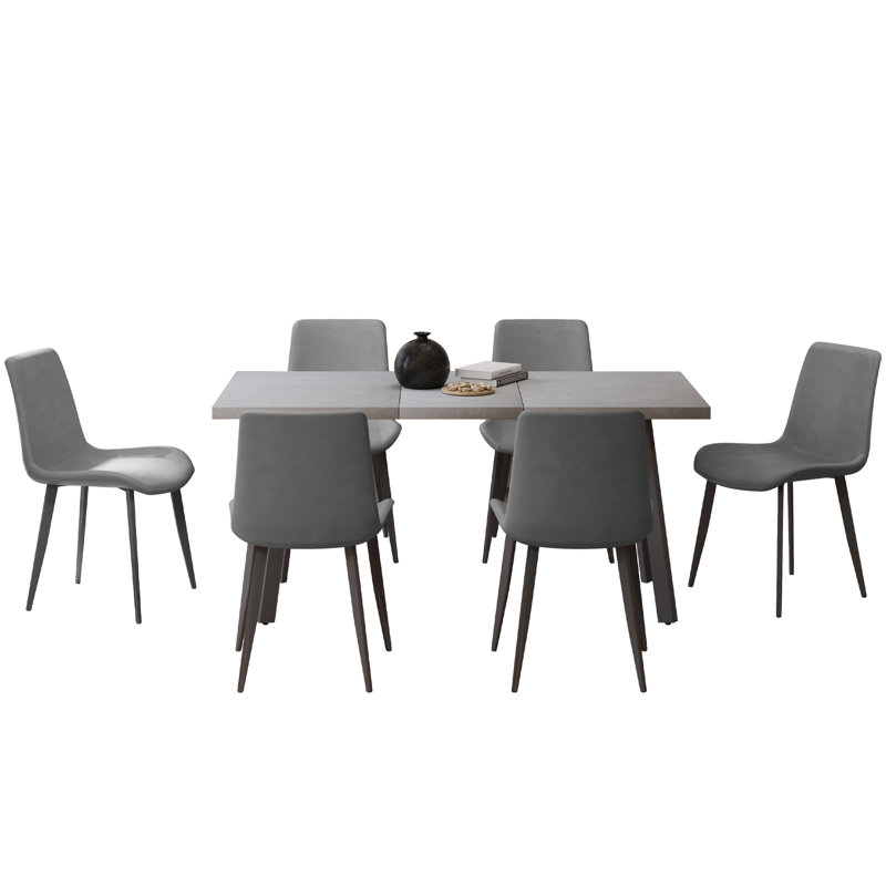 Ensemble de salle à manger extensible pour 6 personnes Iras, ensembles de table de salle à manger 61,4 po, gris