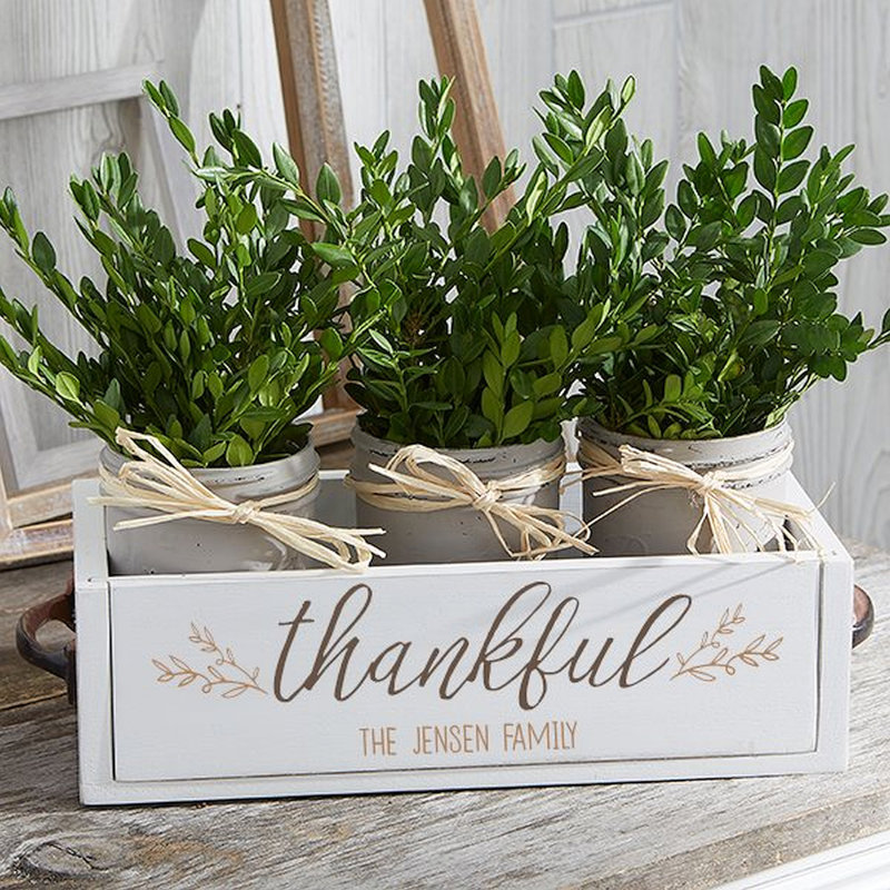 Centre de table en bois personnalisé Thankful Fall