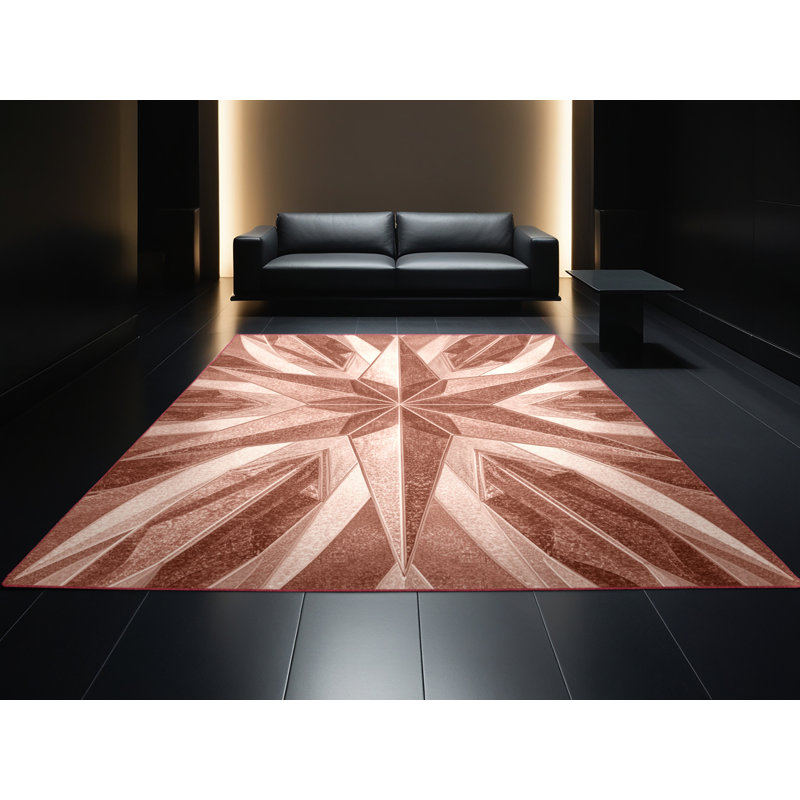Soft Plush Fiorentino Christmas Modern & Contemporary Abstract Area Rug in Brown – Rose Binding, 2x4