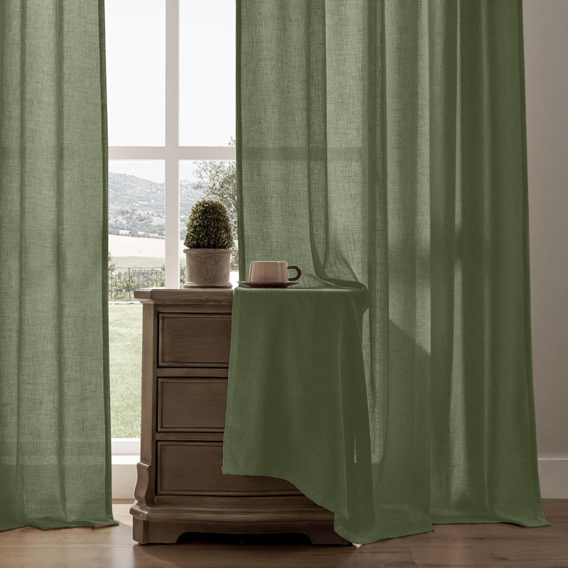 2pk Light Filtering Linen Blend Curtains with Back Tabs/Rod Pocket - 52" x 96" Oatmeal, 52" W x 96" L, Oatmeal