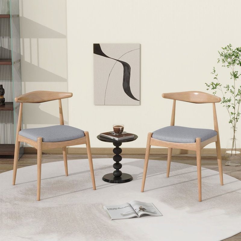 CHAIR (ensemble de 2) ensemble de chaises de salle à manger de style Mid-Century - sièges rembourrés, Gris