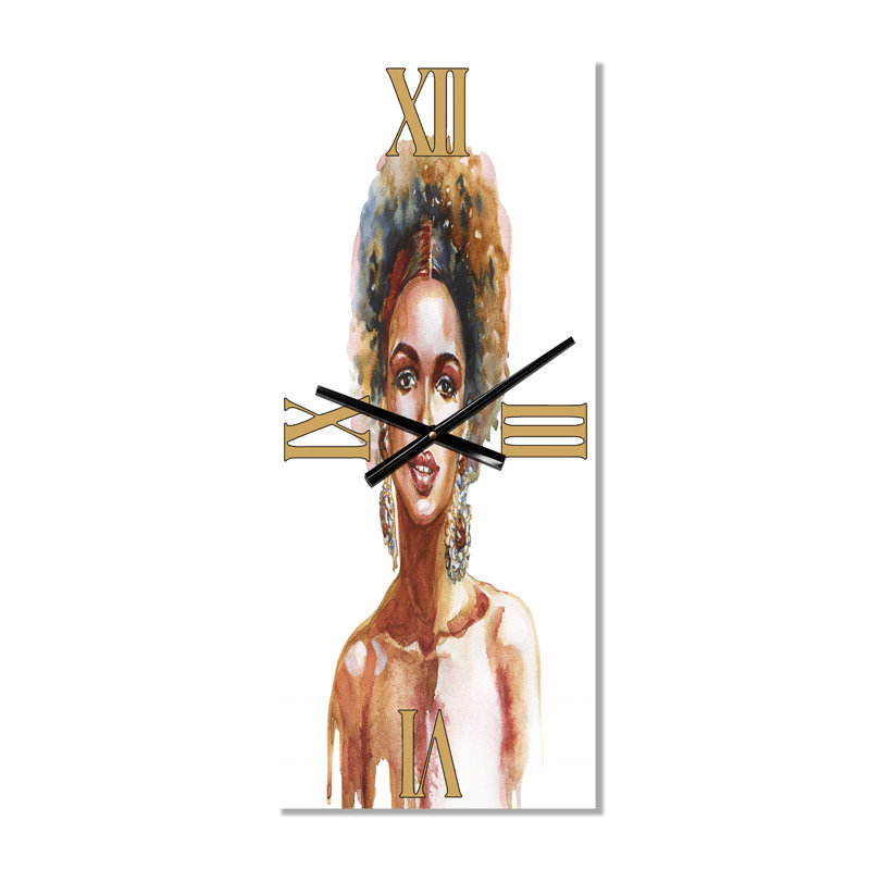 Portrait d'une femme afro-américaine - horloge murale moderne, Grand
