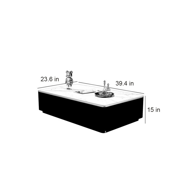 Table basse moderne moderne, H 15 po x L 39,4 po x l 23,6 po