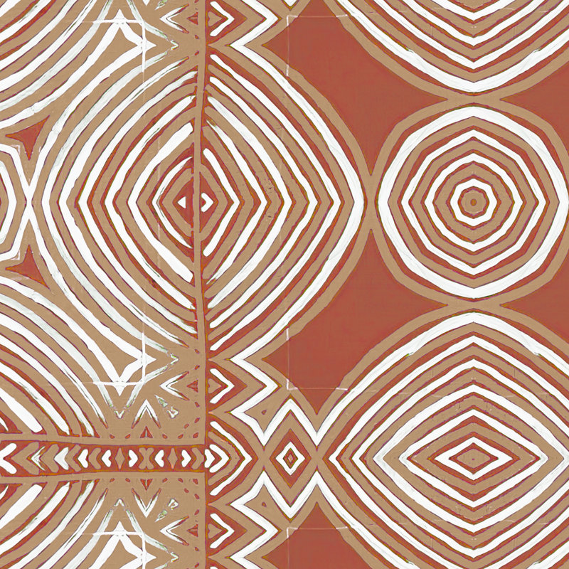 Ruguru (Medium) | Linework Tile Wallpaper Double Roll, Red/Beige/Tan