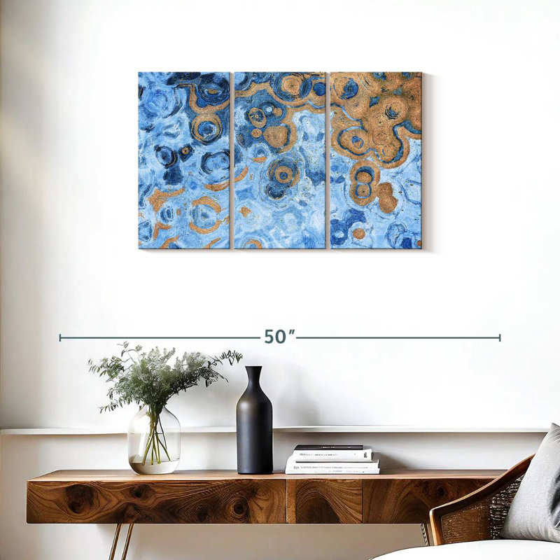 Avery abstrait mer bleue, H 20 po x l 33 po