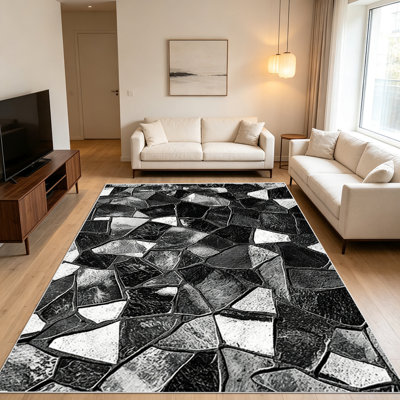 Tapis 1 pièce de style mosaïque géométrique pour le salon, doux et confortable, adapté à toutes les saisons, facile à entretenir, tapis de sol intérieur lavable à la machine, sous la table de ferme convenant à la chambre à coucher, à la salle à manger, au couloir, au patio, au balcon, à la maison