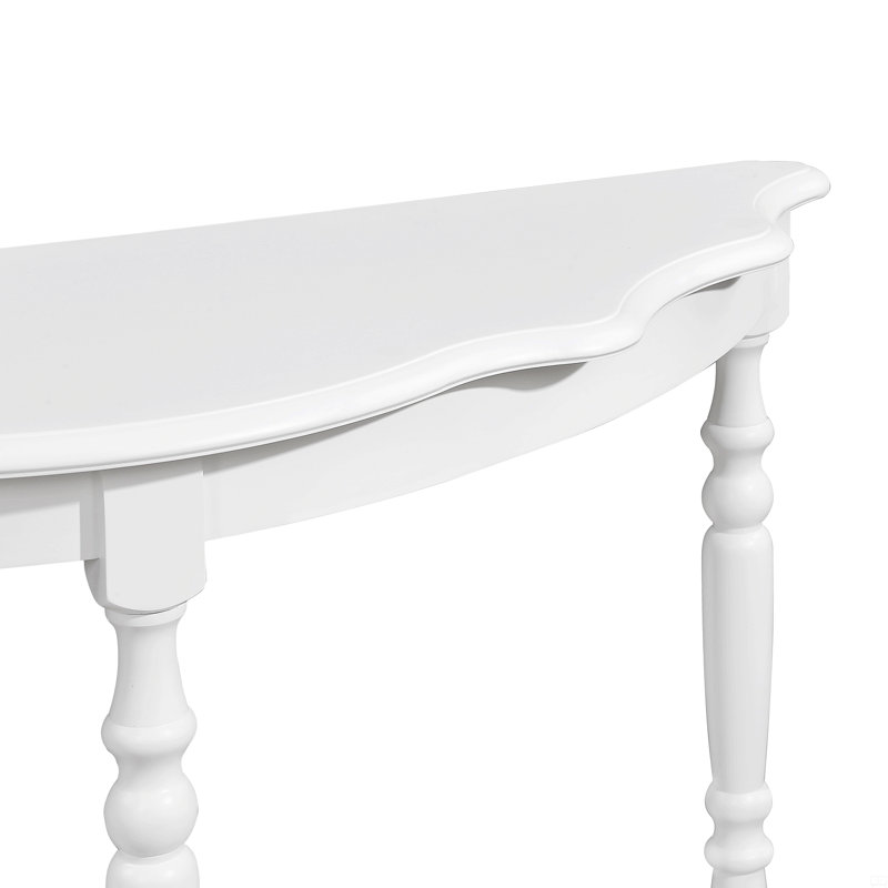 42'' Circular Curved Half-Moon Console Table With Cloud Design Top And Open Shelf Solid Wood Frame And Legs