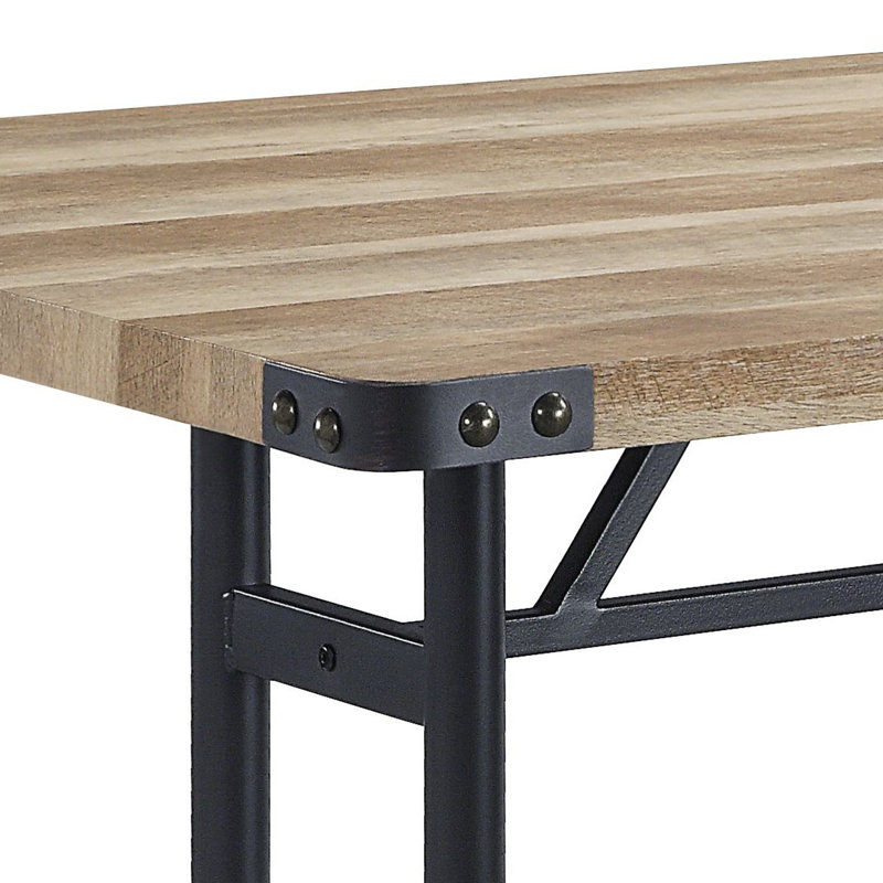 Table de salle à manger rectangulaire avec pieds en métal stables et surface en chêne naturel